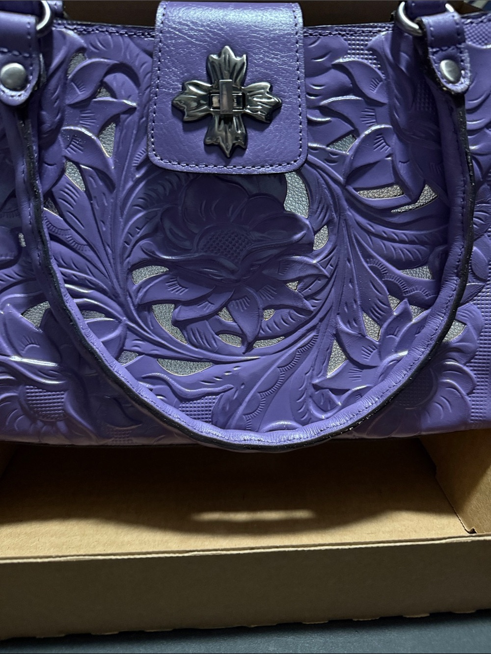 Patricia Nash Rosina Floral Embossed Women's Satchel Bag - Picture 3 of 16